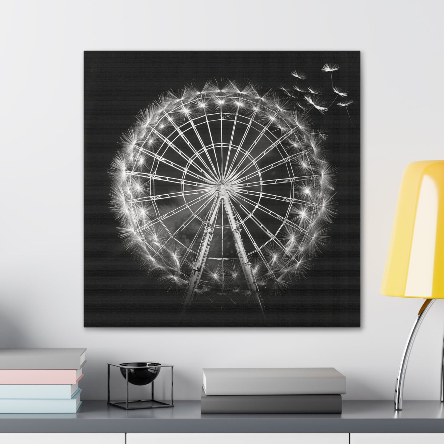 Dandelion, Canvas Art, Surrealism, Ferris Wheel, Canvas Wraps, Stretched, Cool Art, Abstract, Dandelion decoration, Ferris wheel decoration