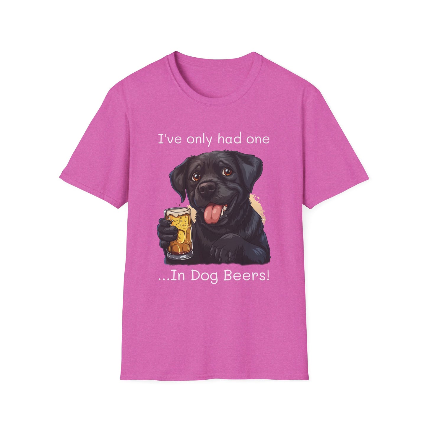 Funny Drinking shirt, Unisex Softstyle Shirt, Black Lab, One in Dog Beers