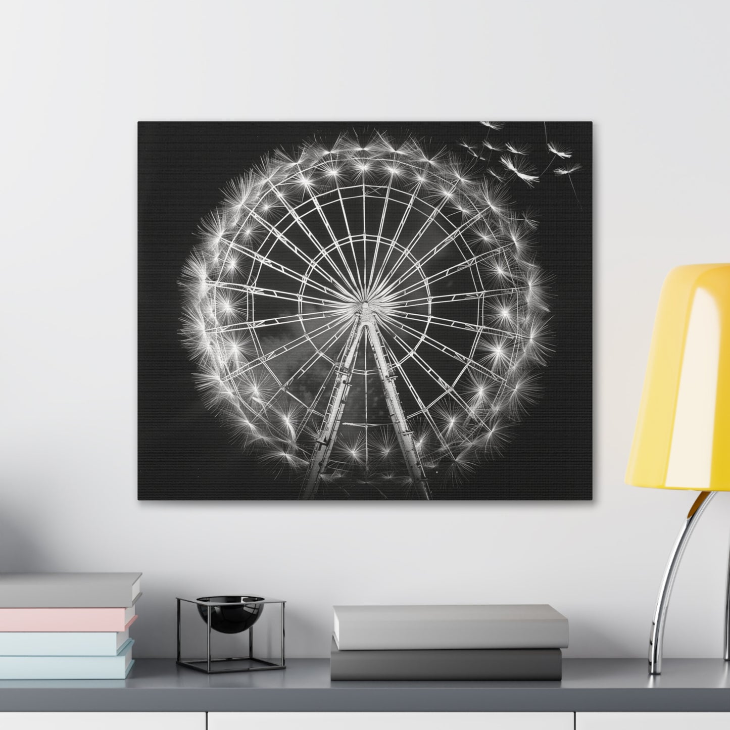 Dandelion, Canvas Art, Surrealism, Ferris Wheel, Canvas Wraps, Stretched, Cool Art, Abstract, Dandelion decoration, Ferris wheel decoration