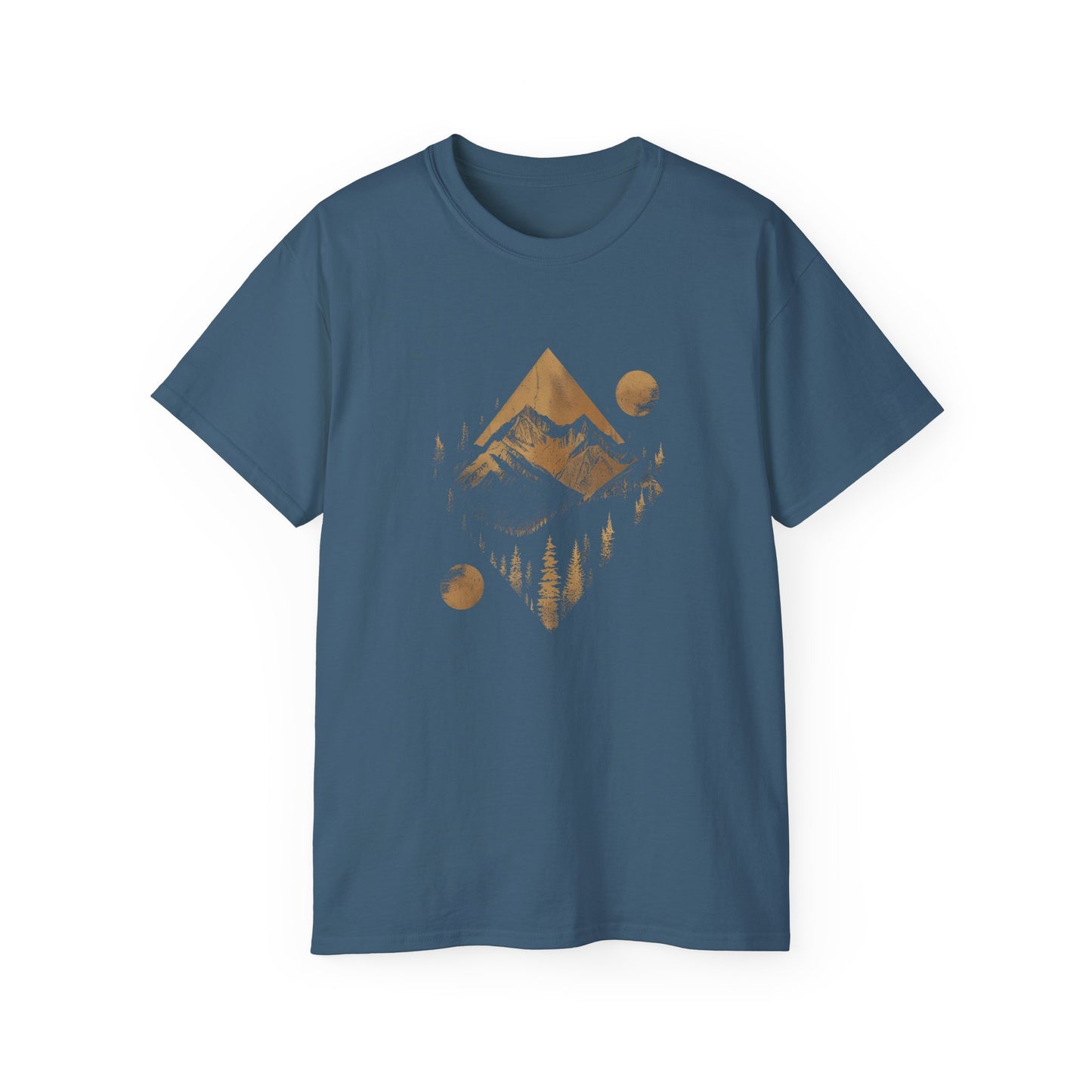 Men's Ultra Cotton Tee - AI Art Mountains Design T-shirt, Outdoors man Tshirt, Original Design, Edgy tee, Dark Tshirt, cool