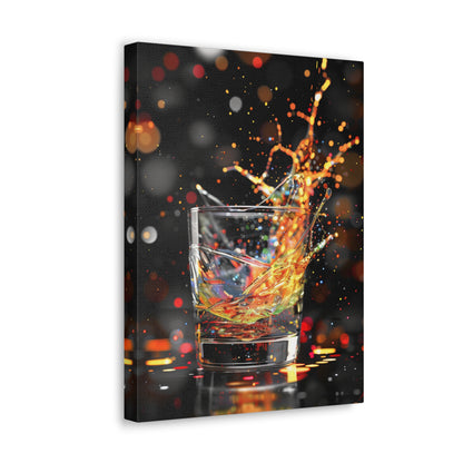 Whiskey Lovers Wall Art - Paint Splash, Trippy, Watercolor Whiskey Splash Painting, Canvas Gallery Wraps, Canvas Stretched, Gifts for Him