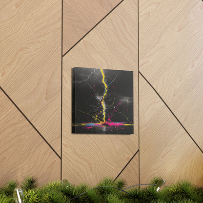 Neon Lightning Bolt Abstract Wall Art - Colorful Paint Splatter, Canvas Explosion Vivid Painting, Canvas Gallery Wraps, Canvas Stretched