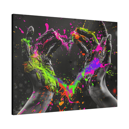 Heart in Hands Paint Splatter, Matte Canvas, Stretched, 0.75"