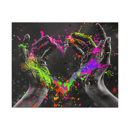 Heart in Hands Paint Splatter, Matte Canvas, Stretched, 0.75"