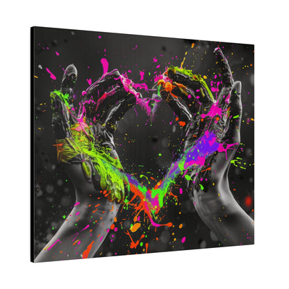 Heart in Hands Paint Splatter, Matte Canvas, Stretched, 0.75"