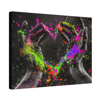 Heart in Hands Paint Splatter, Matte Canvas, Stretched, 0.75"