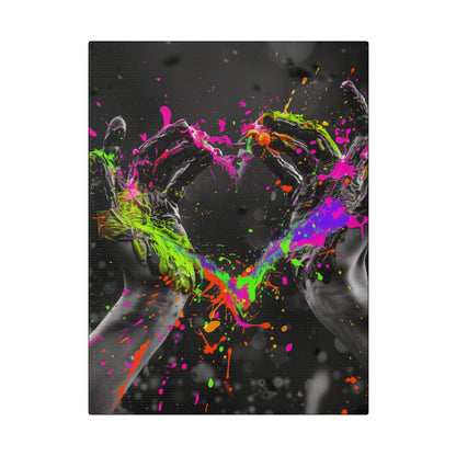 Heart in Hands Paint Splatter, Matte Canvas, Stretched, 0.75"