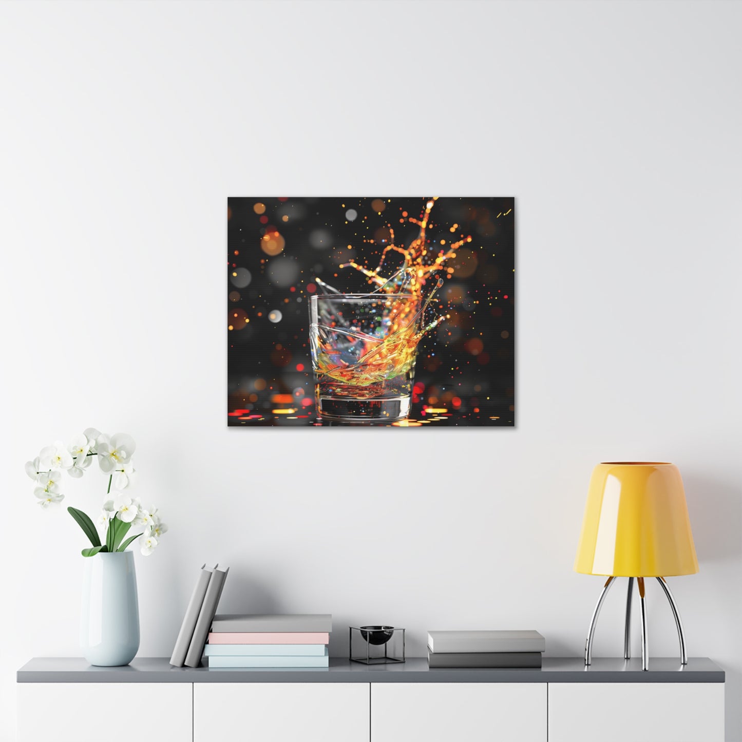 Whiskey Lovers Wall Art - Paint Splash, Trippy, Watercolor Whiskey Splash Painting, Canvas Gallery Wraps, Canvas Stretched, Gifts for Him