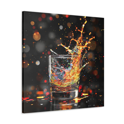 Whiskey Lovers Wall Art - Paint Splash, Trippy, Watercolor Whiskey Splash Painting, Canvas Gallery Wraps, Canvas Stretched, Gifts for Him