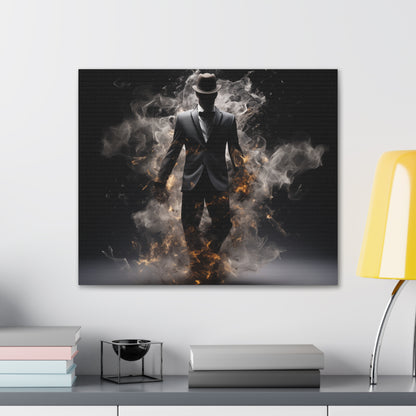 Surreal Disintegrating Black Suit Wall Art - Man on Fire Canvas Art, Canvas Smoke Modern Painting, Canvas Gallery Wraps, Canvas Stretched