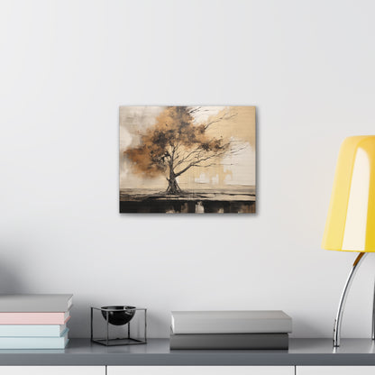 Abstract Wall Art - Black and Gold Oak Tree Painting, Canvas Gallery Wraps, Canvas Stretched