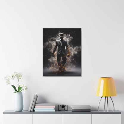 Surreal Disintegrating Black Suit Wall Art - Man on Fire Canvas Art, Canvas Smoke Modern Painting, Canvas Gallery Wraps, Canvas Stretched