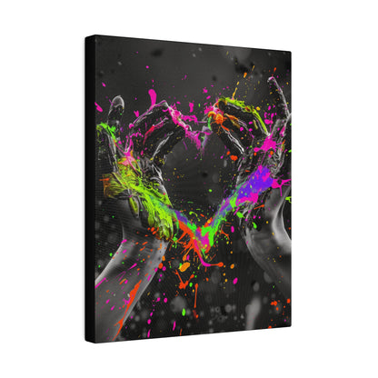 Heart in Hands Paint Splatter, Matte Canvas, Stretched, 0.75"