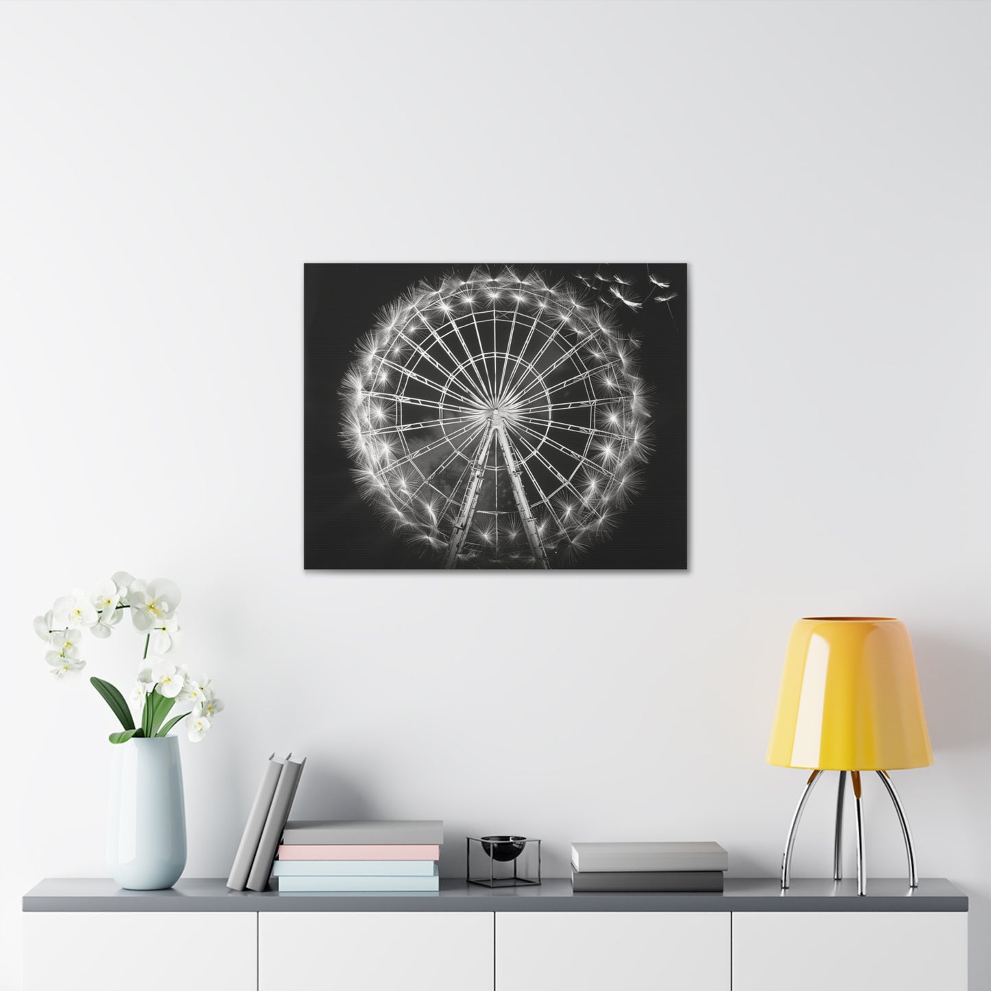 Dandelion, Canvas Art, Surrealism, Ferris Wheel, Canvas Wraps, Stretched, Cool Art, Abstract, Dandelion decoration, Ferris wheel decoration