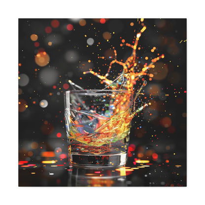 Whiskey Lovers Wall Art - Paint Splash, Trippy, Watercolor Whiskey Splash Painting, Canvas Gallery Wraps, Canvas Stretched, Gifts for Him