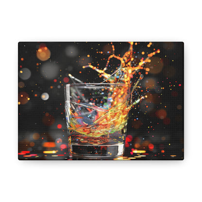 Whiskey Lovers Wall Art - Paint Splash, Trippy, Watercolor Whiskey Splash Painting, Canvas Gallery Wraps, Canvas Stretched, Gifts for Him