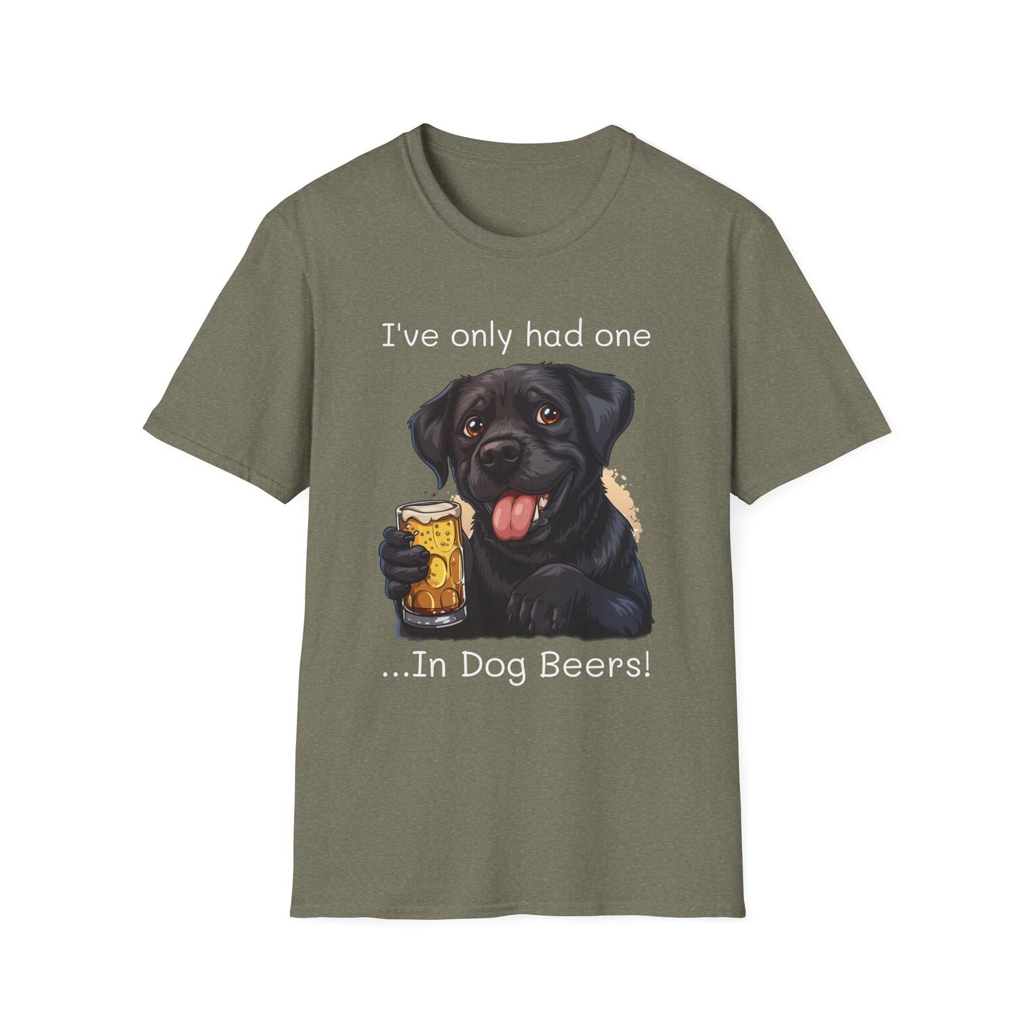 Funny Drinking shirt, Unisex Softstyle Shirt, Black Lab, One in Dog Beers