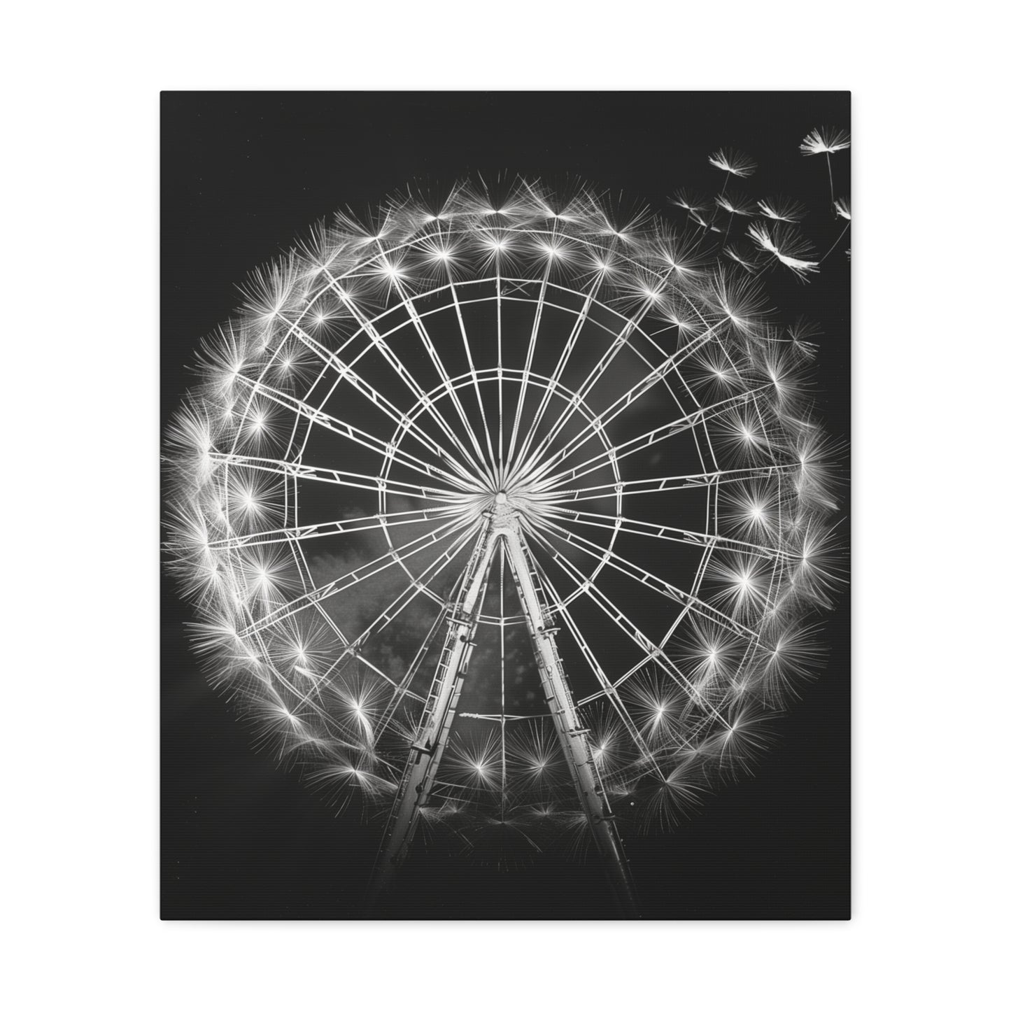 Dandelion, Canvas Art, Surrealism, Ferris Wheel, Canvas Wraps, Stretched, Cool Art, Abstract, Dandelion decoration, Ferris wheel decoration