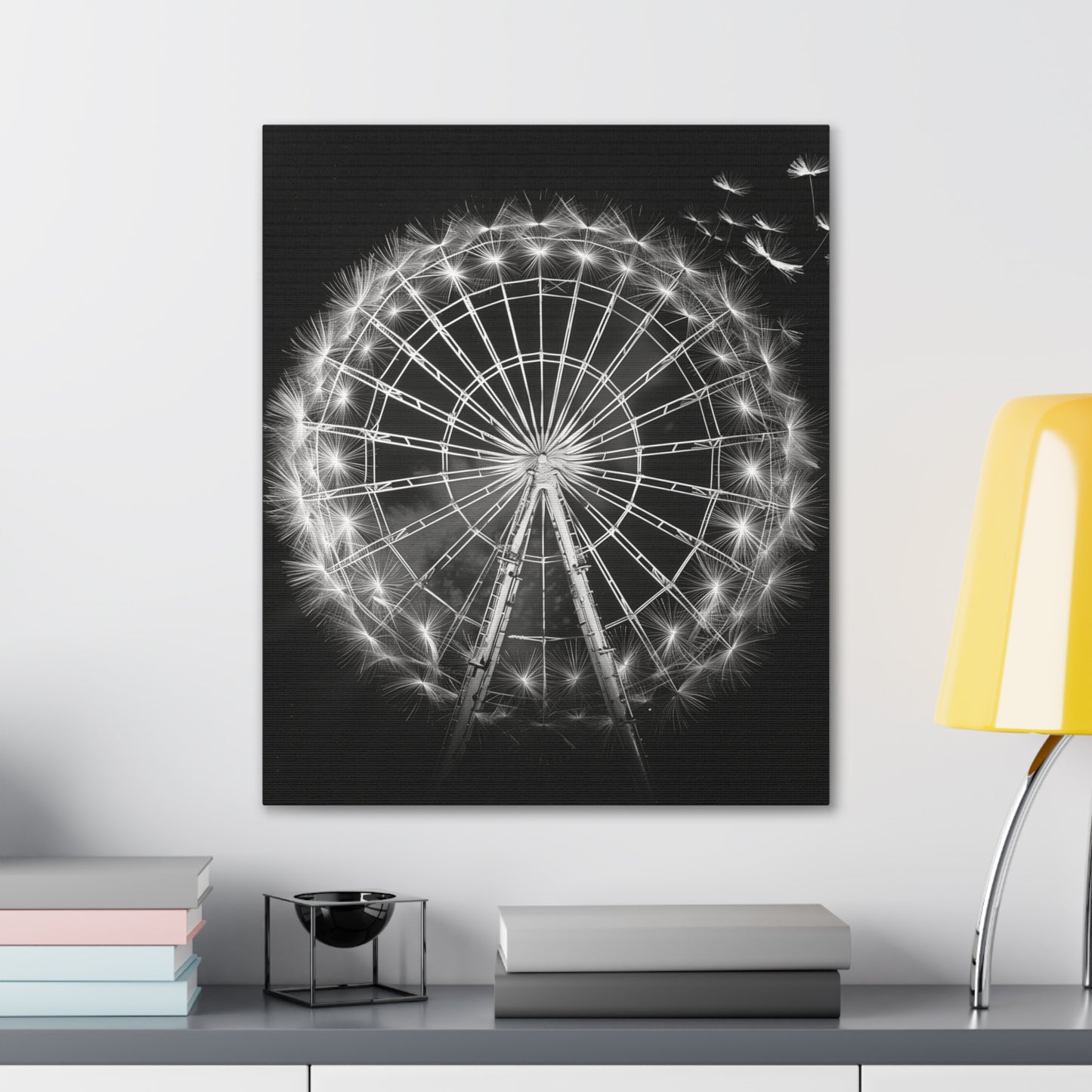 Dandelion, Canvas Art, Surrealism, Ferris Wheel, Canvas Wraps, Stretched, Cool Art, Abstract, Dandelion decoration, Ferris wheel decoration