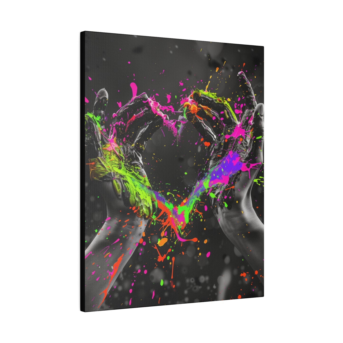 Heart in Hands Paint Splatter, Matte Canvas, Stretched, 0.75"