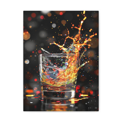 Whiskey Lovers Wall Art - Paint Splash, Trippy, Watercolor Whiskey Splash Painting, Canvas Gallery Wraps, Canvas Stretched, Gifts for Him