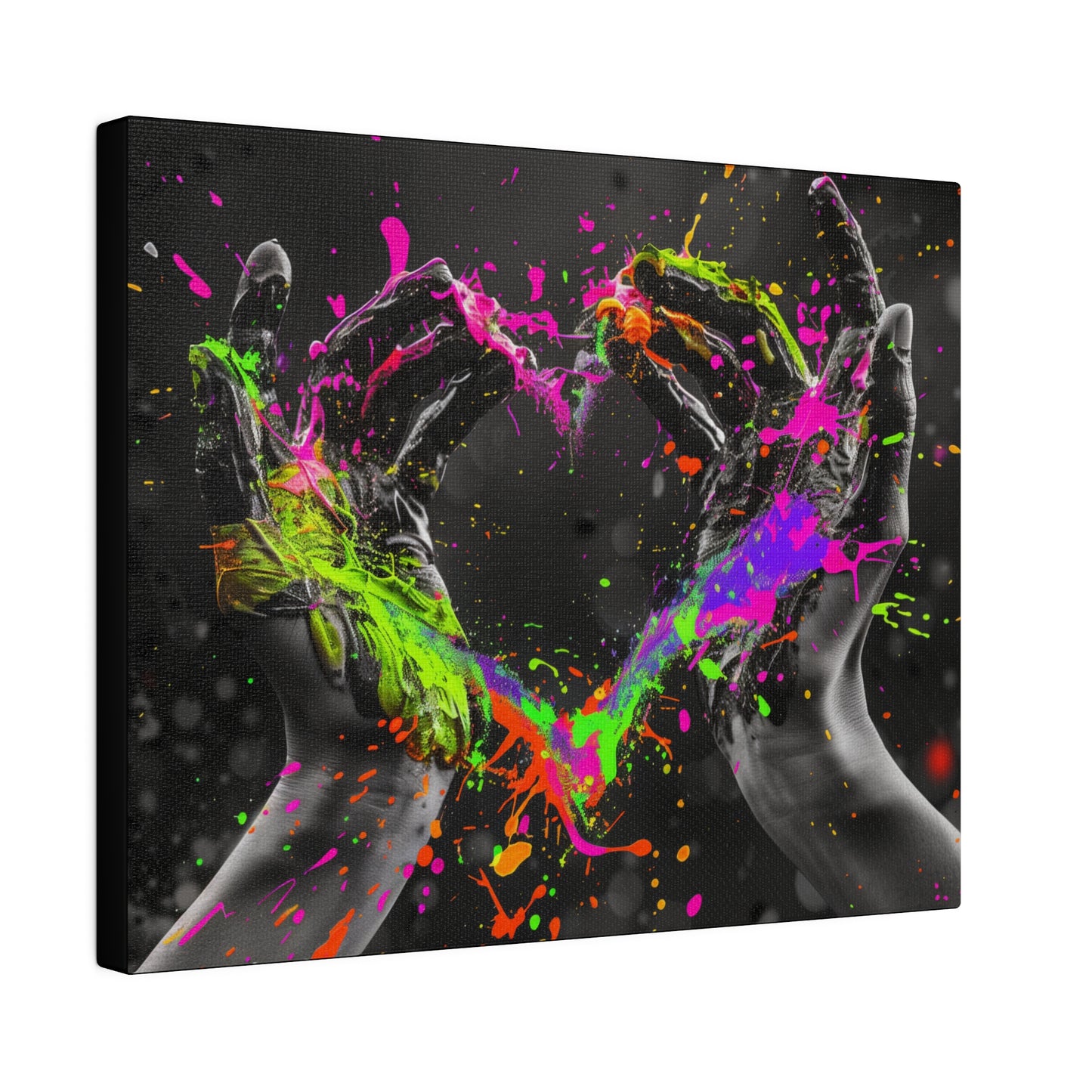 Heart in Hands Paint Splatter, Matte Canvas, Stretched, 0.75"