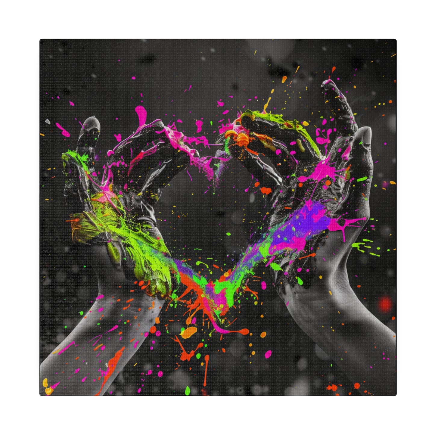 Heart in Hands Paint Splatter, Matte Canvas, Stretched, 0.75"