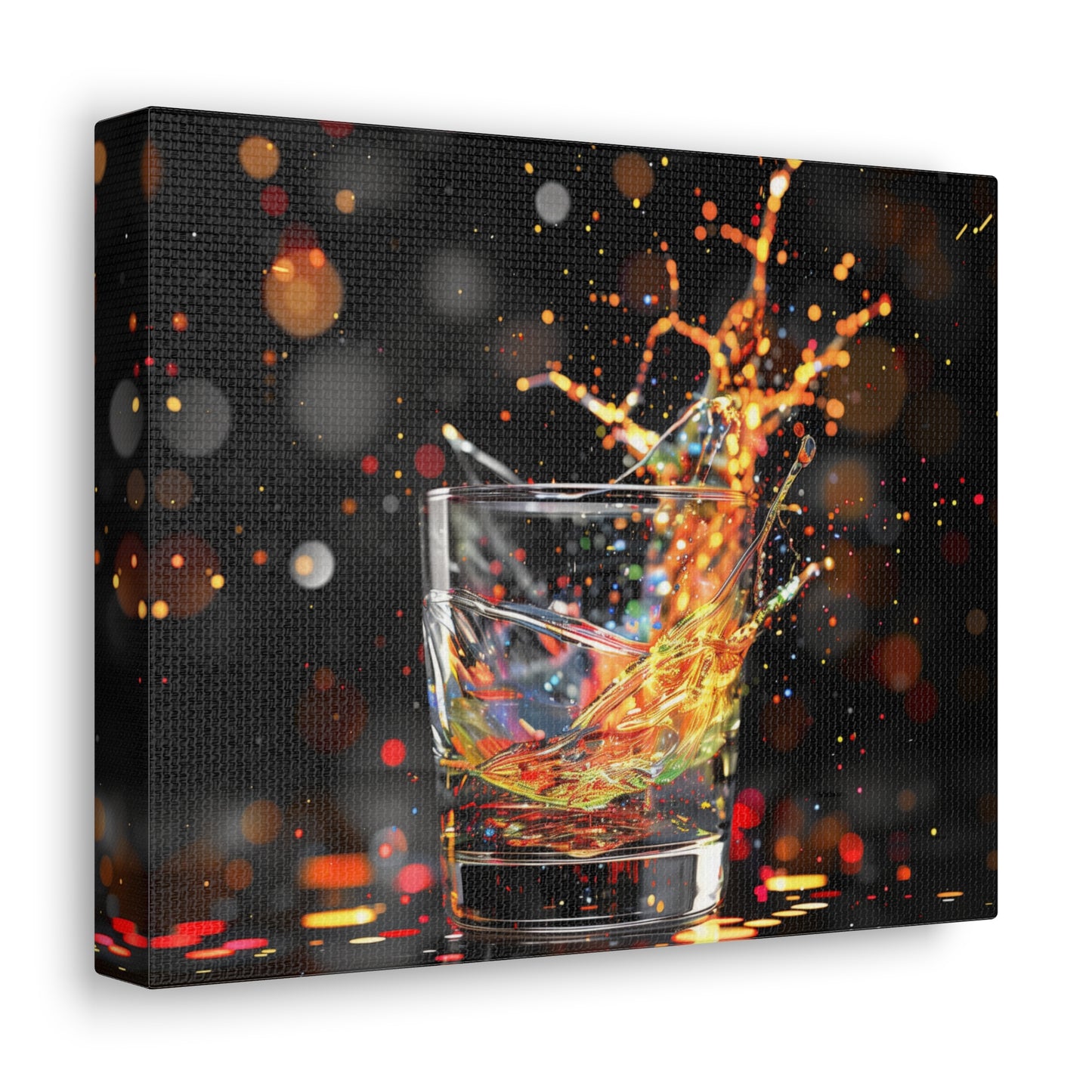 Whiskey Lovers Wall Art - Paint Splash, Trippy, Watercolor Whiskey Splash Painting, Canvas Gallery Wraps, Canvas Stretched, Gifts for Him