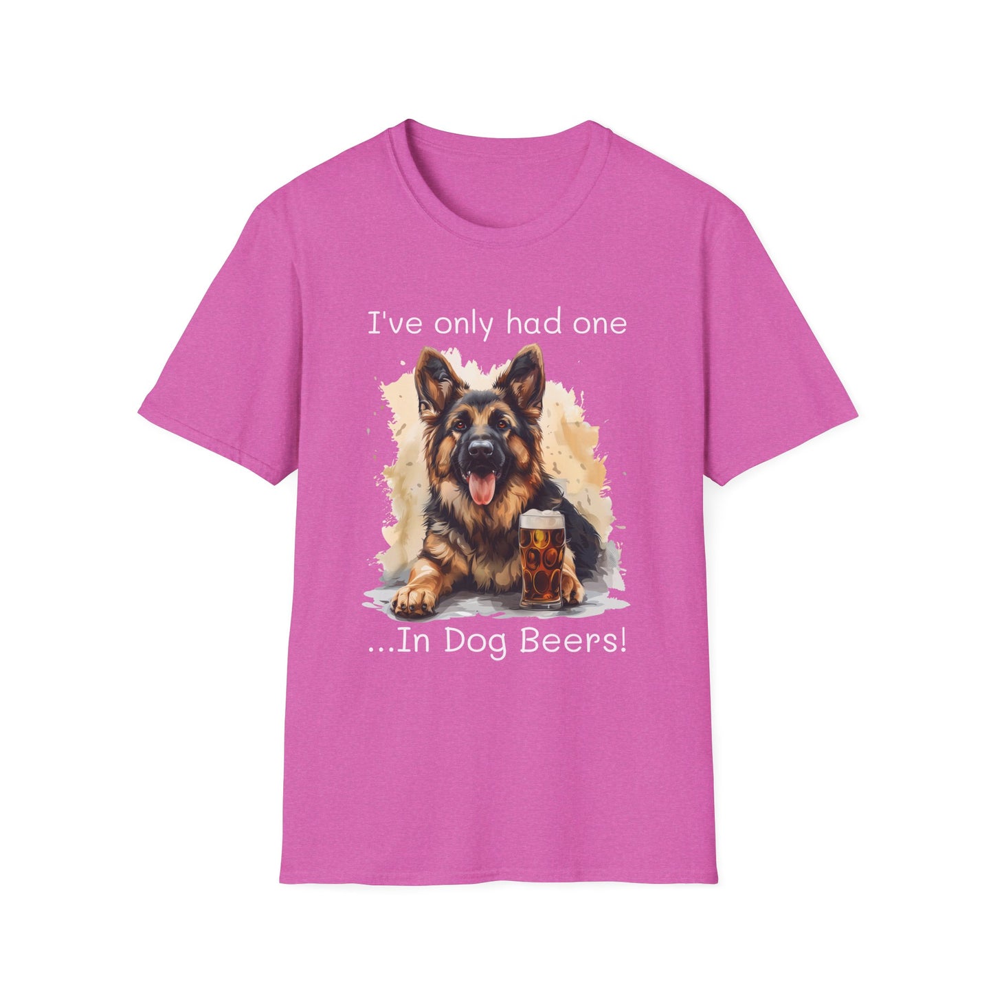 Funny Drinking shirt, Unisex Softstyle Shirt, German Shepard, One in Dog Beers