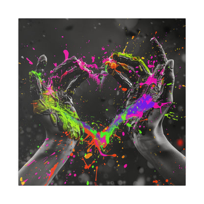 Heart in Hands Paint Splatter, Matte Canvas, Stretched, 0.75"