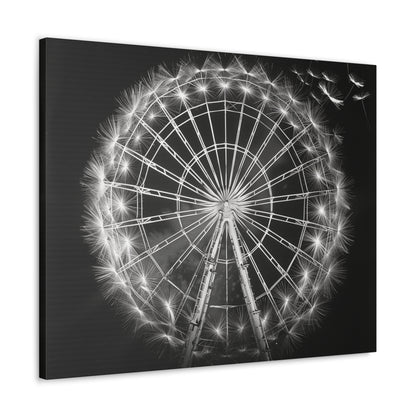 Dandelion, Canvas Art, Surrealism, Ferris Wheel, Canvas Wraps, Stretched, Cool Art, Abstract, Dandelion decoration, Ferris wheel decoration