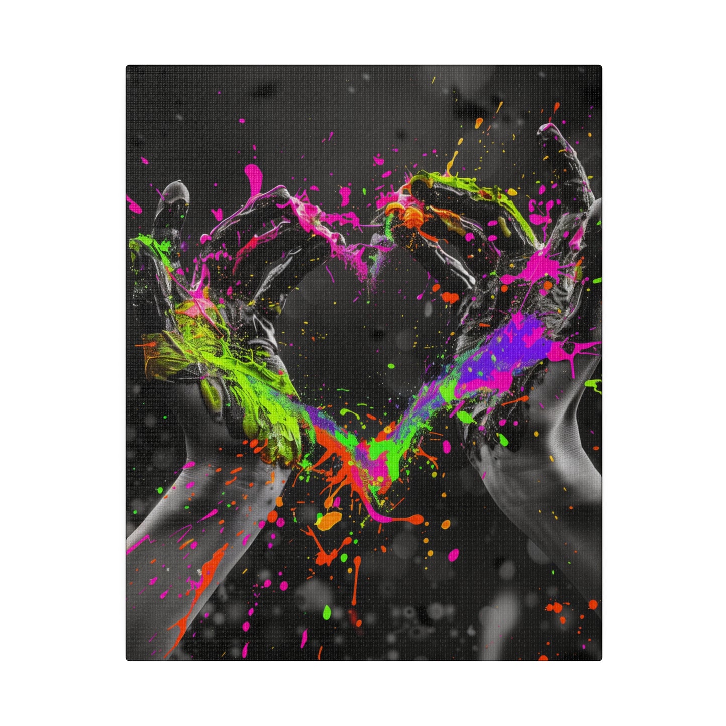 Heart in Hands Paint Splatter, Matte Canvas, Stretched, 0.75"