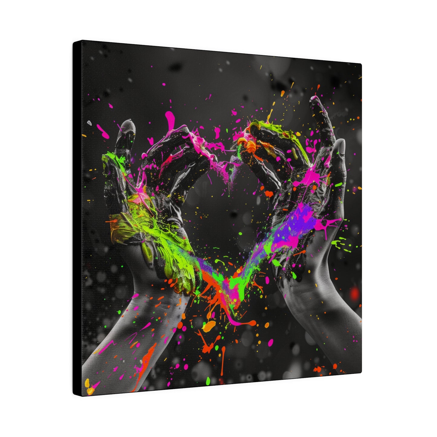 Heart in Hands Paint Splatter, Matte Canvas, Stretched, 0.75"