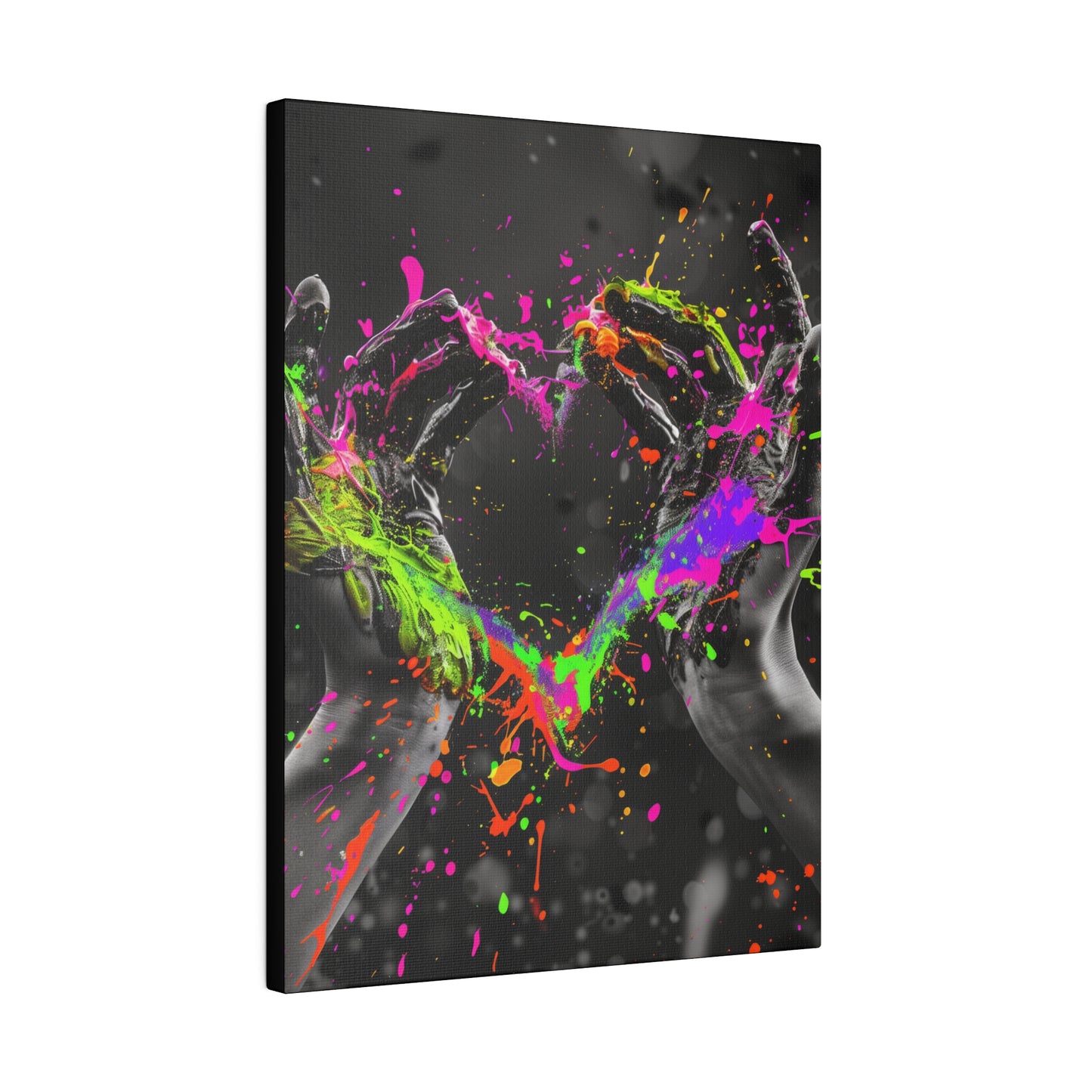 Heart in Hands Paint Splatter, Matte Canvas, Stretched, 0.75"