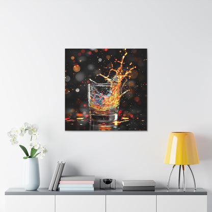 Whiskey Lovers Wall Art - Paint Splash, Trippy, Watercolor Whiskey Splash Painting, Canvas Gallery Wraps, Canvas Stretched, Gifts for Him