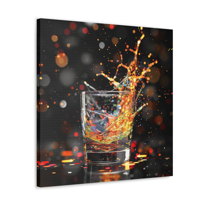 Whiskey Lovers Wall Art - Paint Splash, Trippy, Watercolor Whiskey Splash Painting, Canvas Gallery Wraps, Canvas Stretched, Gifts for Him