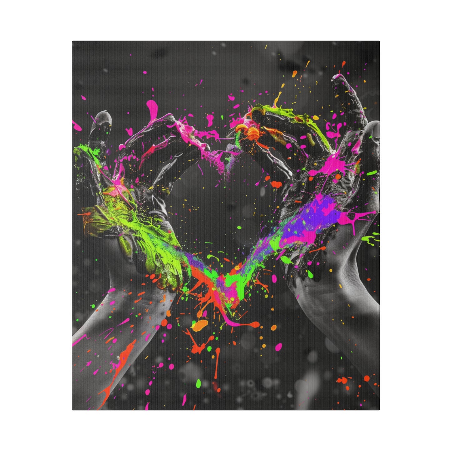 Heart in Hands Paint Splatter, Matte Canvas, Stretched, 0.75"