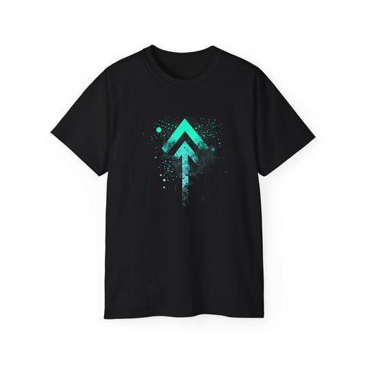 Ultra Cotton Tee - AI Art Arrow up Design T-shirt, Positivity Tshirt, Original Design, Edgy tee, Dark Tshirt, cool