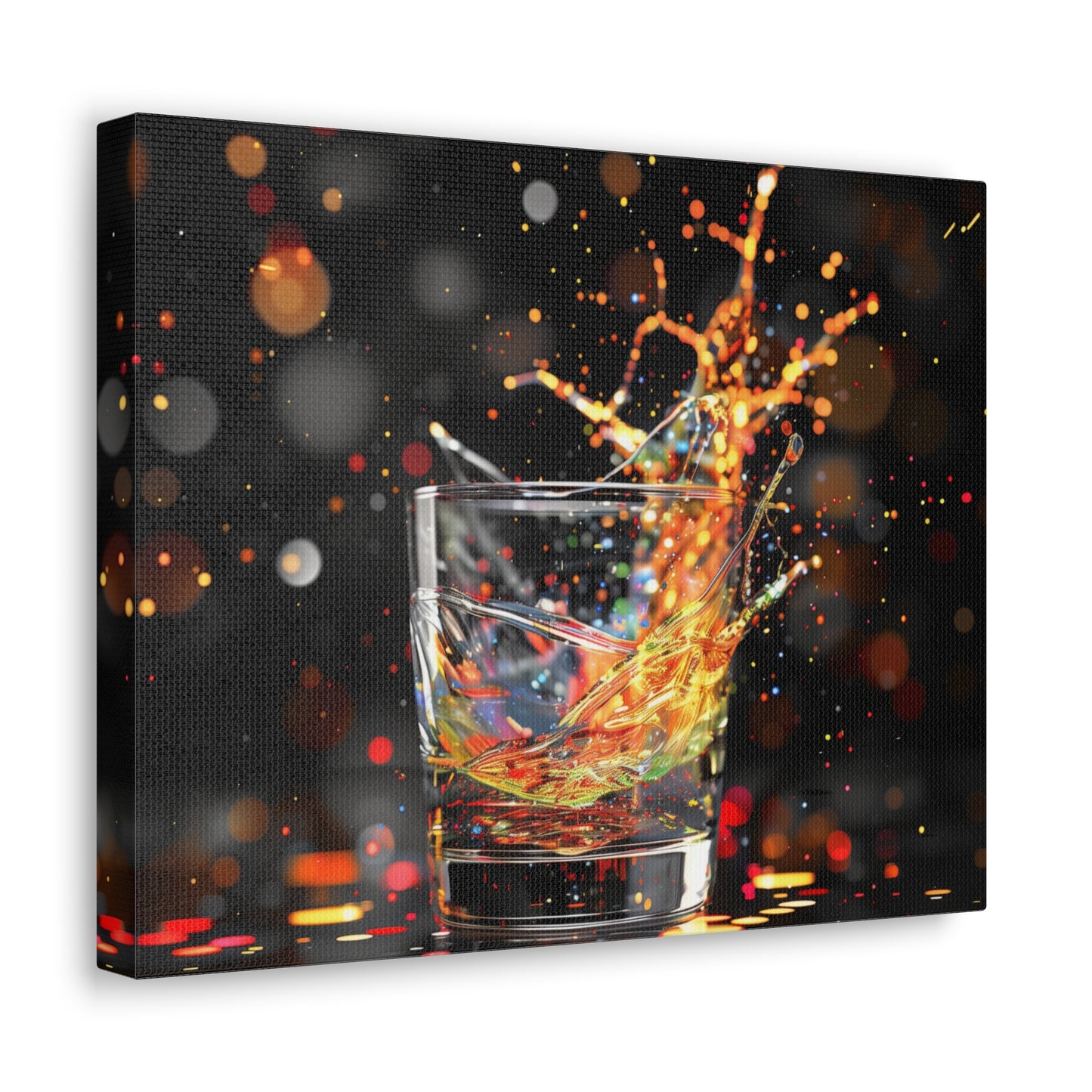 Whiskey Lovers Wall Art - Paint Splash, Trippy, Watercolor Whiskey Splash Painting, Canvas Gallery Wraps, Canvas Stretched, Gifts for Him