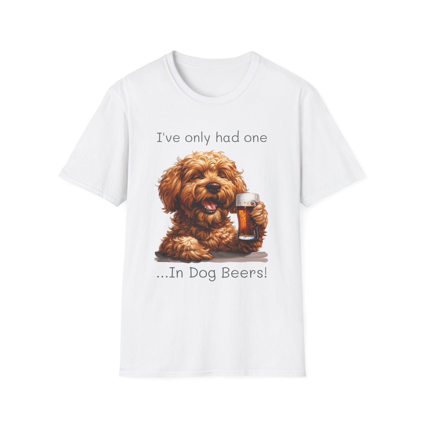 Funny Drinking shirt, Unisex Softstyle Shirt, Golden Doodle, One in Dog Beers