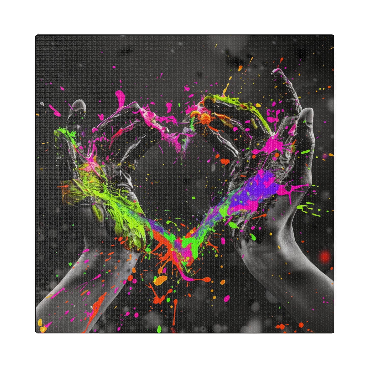 Heart in Hands Paint Splatter, Matte Canvas, Stretched, 0.75"