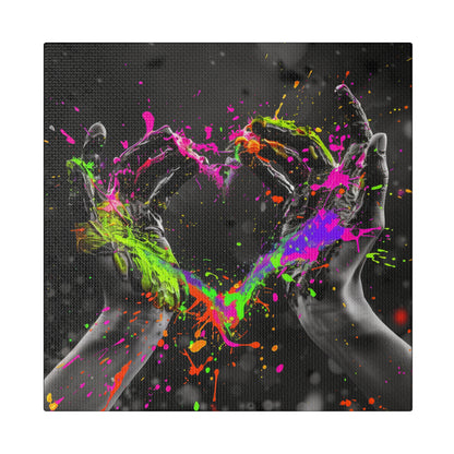 Heart in Hands Paint Splatter, Matte Canvas, Stretched, 0.75"