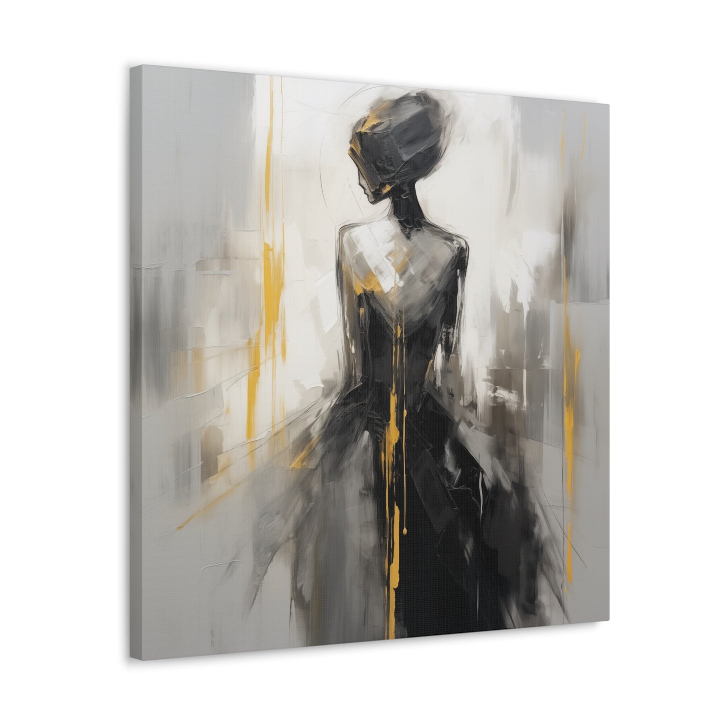 Abstract Wall Art - Black and Gold Painted Lady, Canvas Gallery Wraps, Canvas Stretched