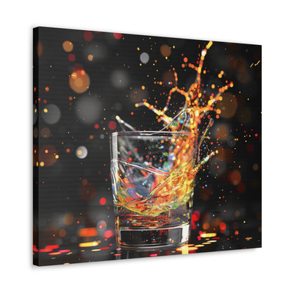 Whiskey Lovers Wall Art - Paint Splash, Trippy, Watercolor Whiskey Splash Painting, Canvas Gallery Wraps, Canvas Stretched, Gifts for Him