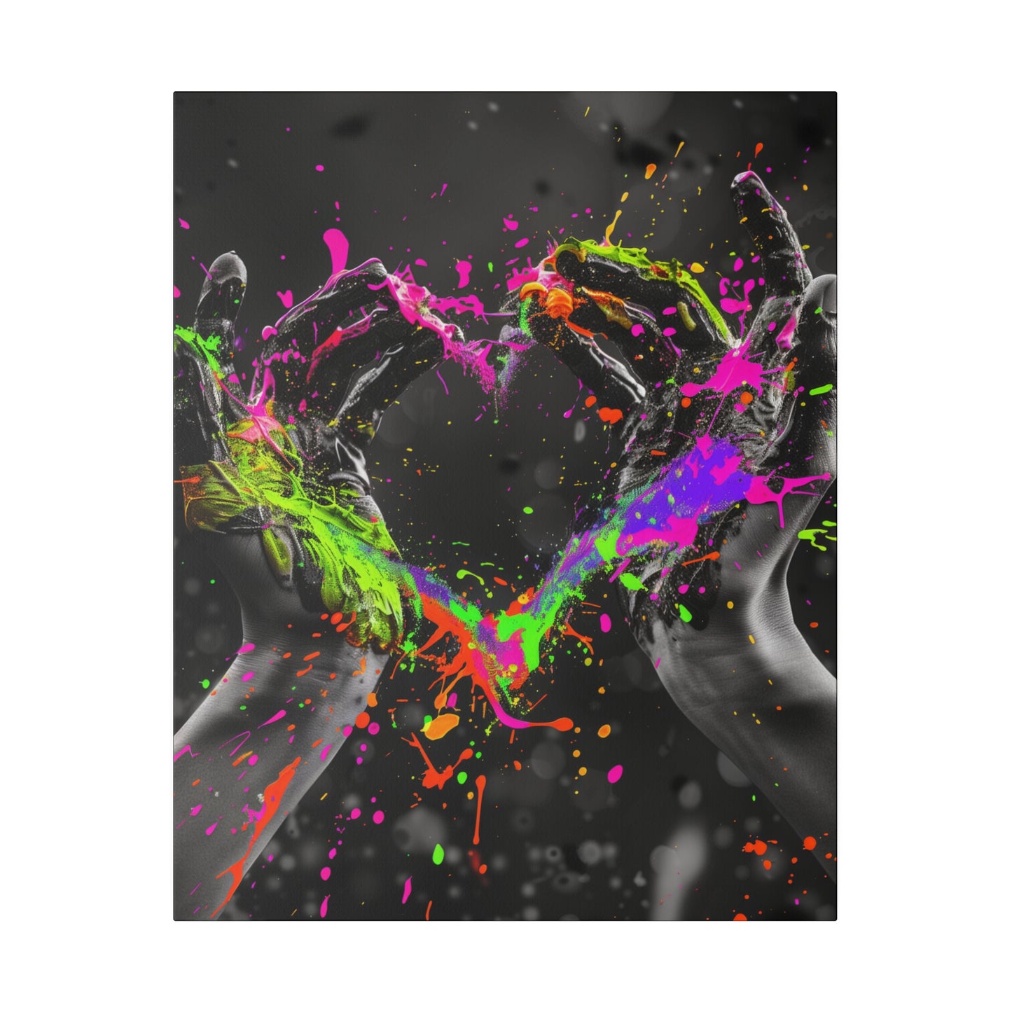 Heart in Hands Paint Splatter, Matte Canvas, Stretched, 0.75"