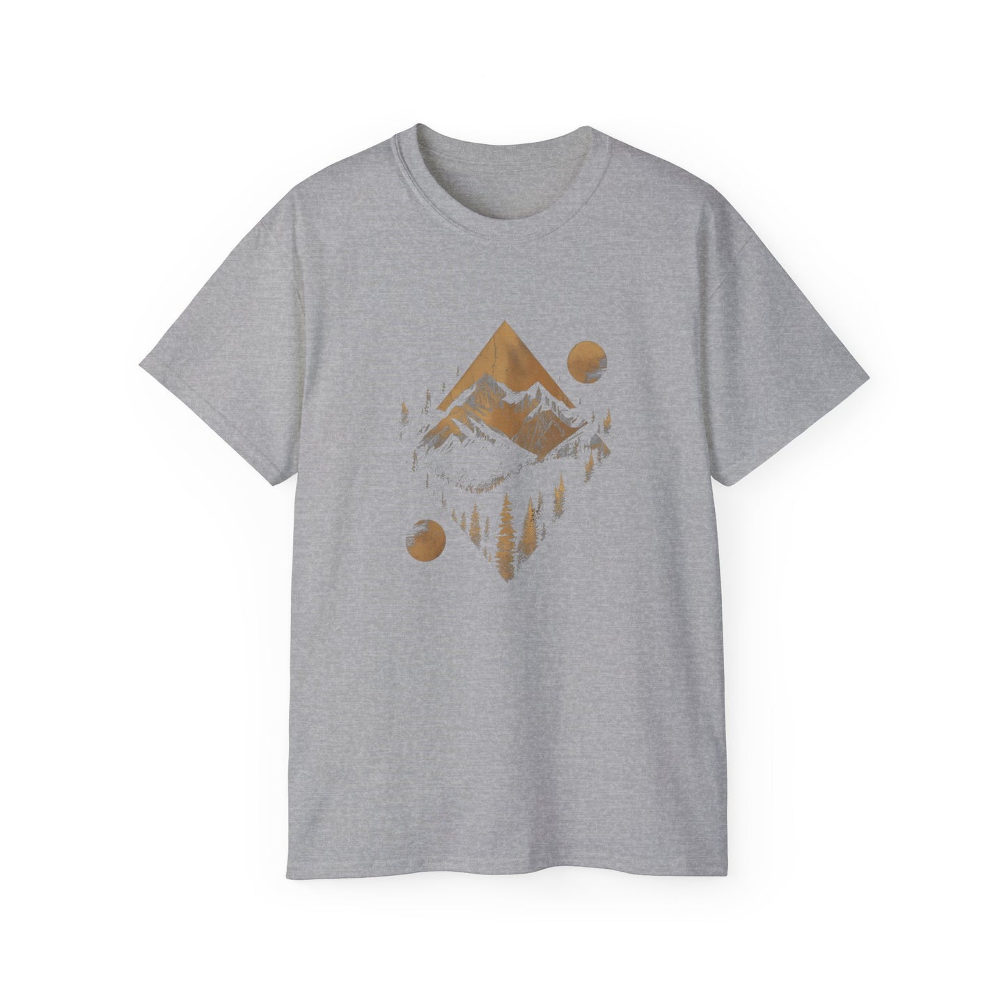 Men's Ultra Cotton Tee - AI Art Mountains Design T-shirt, Outdoors man Tshirt, Original Design, Edgy tee, Dark Tshirt, cool