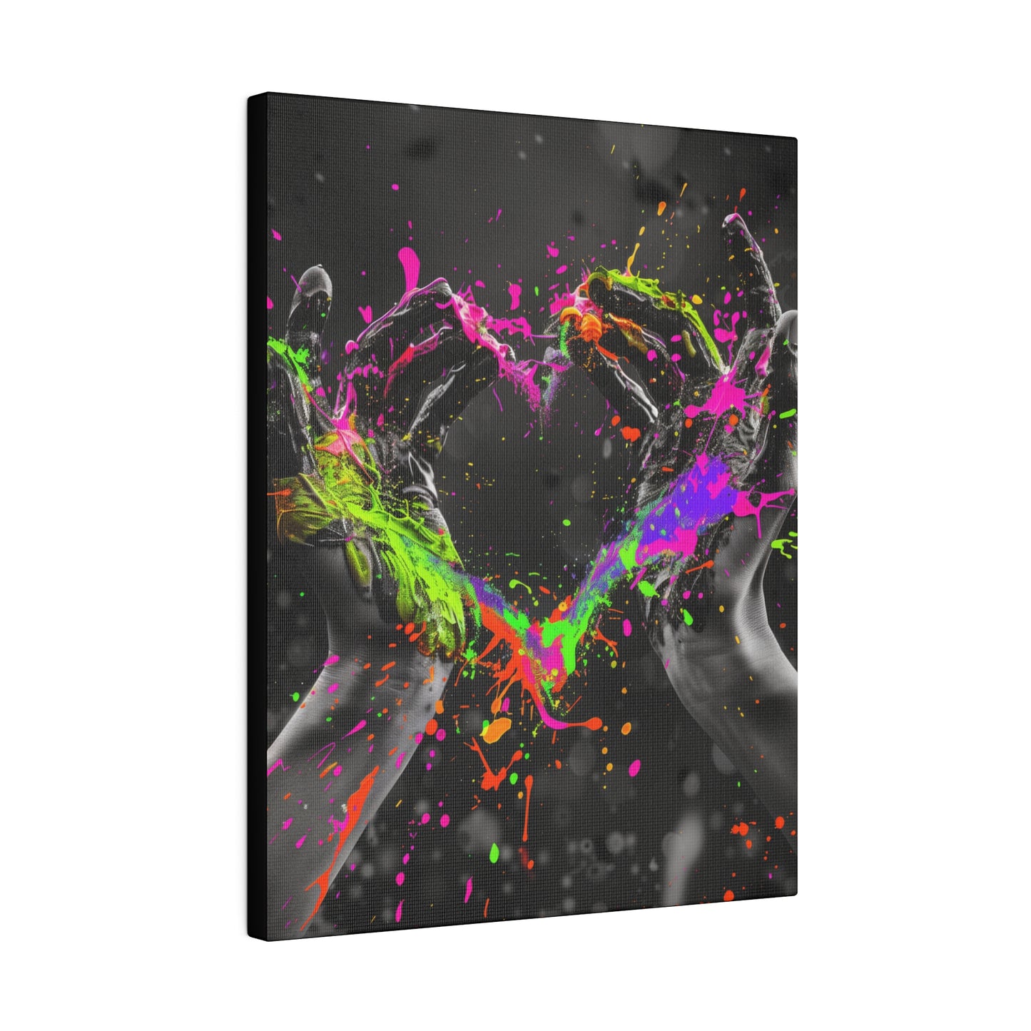 Heart in Hands Paint Splatter, Matte Canvas, Stretched, 0.75"