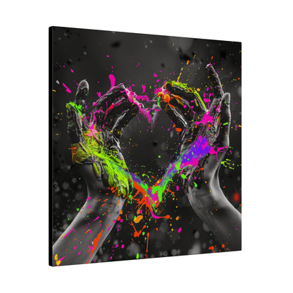 Heart in Hands Paint Splatter, Matte Canvas, Stretched, 0.75"