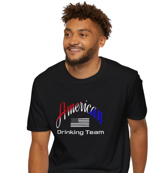 American Drinking Team Tee, Unisex Softstyle T-Shirt, Beer lovers tee, Beer lovers gift, Funny Tees, 4th of July shirt, America tshirt