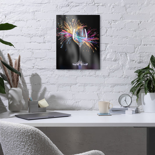 Firework WIne Glass, Metal print canvas art